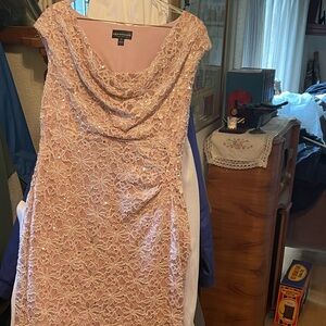 Pink sequence dress. Size 10 knee length.